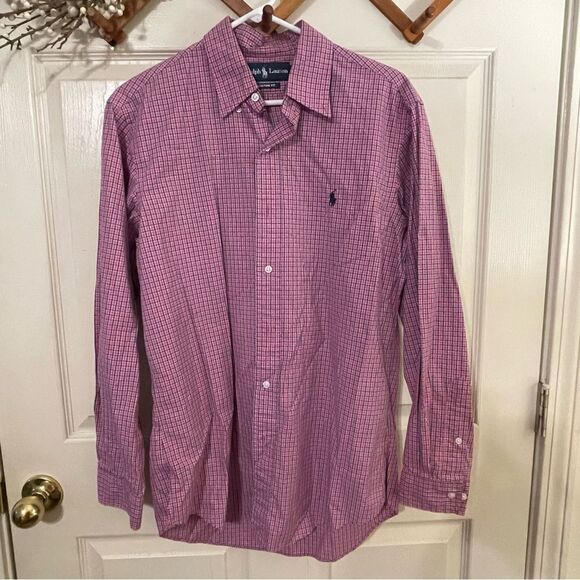 Men's Polo Ralph Lauren Red Gingham Button Shirt-Excellent Condition - Picture 1 of 5